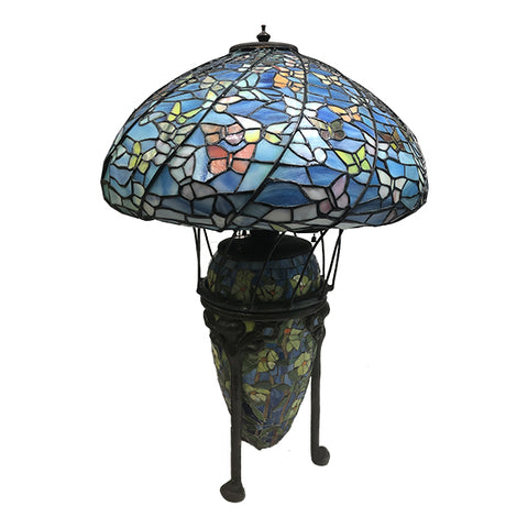Louis C Tiffany Replica Butterfly Lamp with Mosaic Base