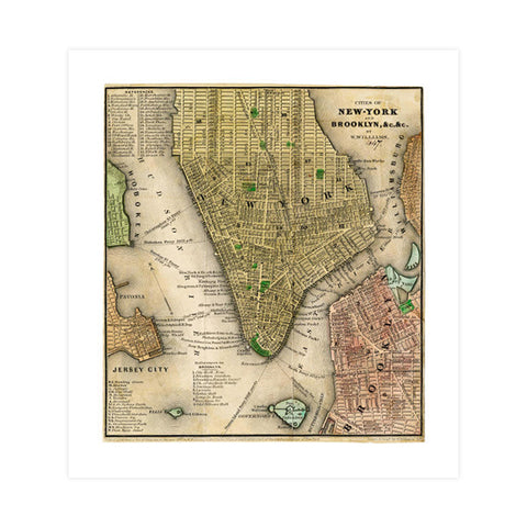 New York Brooklyn Map 1847 Print