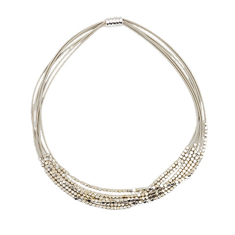 Silver Gold Loop Square Necklace