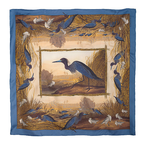 Audubon Blue Heron Luxury Silk Twill Scarf