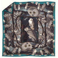 Audubon Snowy Owl Luxury Silk Twill Scarf