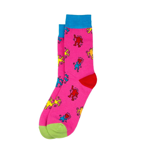Keith Haring Pop Art Socks - Pink