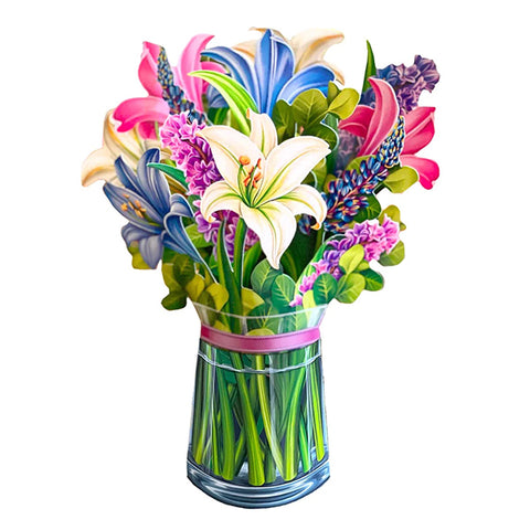 Lilies and Lupines Bouquet Pop-up Greeting Card