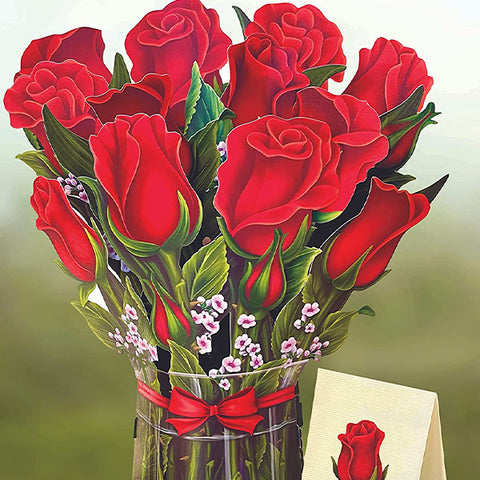 Red Roses Bouquet Pop-up Greeting Card