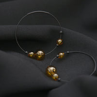 Eclipse Hoops Glass Amber Earrings