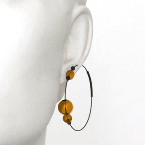 Eclipse Hoops Glass Amber Earrings