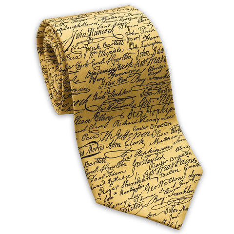 Declaration of Independence Tie Gold