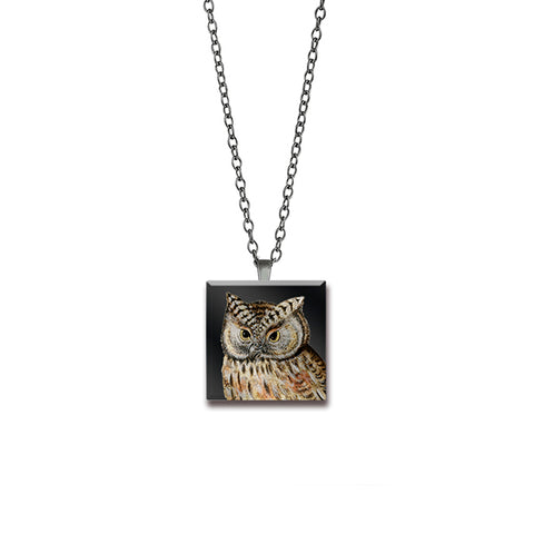 Glass Great Horned Owl Pendant