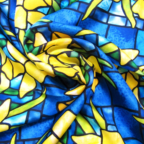 Silk Scarf Scarves for Women 64 x 18 Blue Louis C. Tiffany Iris Design at   Women's Clothing store